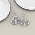 wholesale 925 Sterling Silver Monkey in Heart Drop Earrings - Cute Animal Charm Gift for Her-0-1