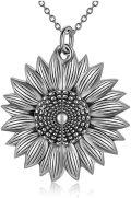 wholesale 925 Sterling Silver Sunflower Locket Necklace with YOU ARE MY SUNSHINE Engraving Pendant-0-4