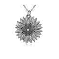 wholesale 925 Sterling Silver Sunflower Locket Necklace with YOU ARE MY SUNSHINE Engraving Pendant-0-4