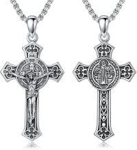 wholesale 925 Sterling Silver Cross Pendant Necklace  for Men & Women - Protection Amulet Religious Jewelry with 24+2mm Rolo Chain (Gift Included)-G-Celtic Knot