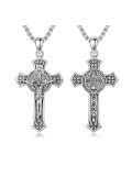 wholesale 925 Sterling Silver Cross Pendant Necklace  for Men & Women - Protection Amulet Religious Jewelry with 24+2mm Rolo Chain (Gift Included)-0-0