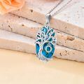 TOUPOP Sterling Silver Turquoise O Initial Letter Tree Of Life Pendant Necklace-0-2