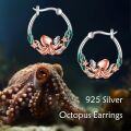 wholesale 925 Sterling Silver Octopus Starfish Green Enamel Huggie Hoop Earrings  for Women-0-5