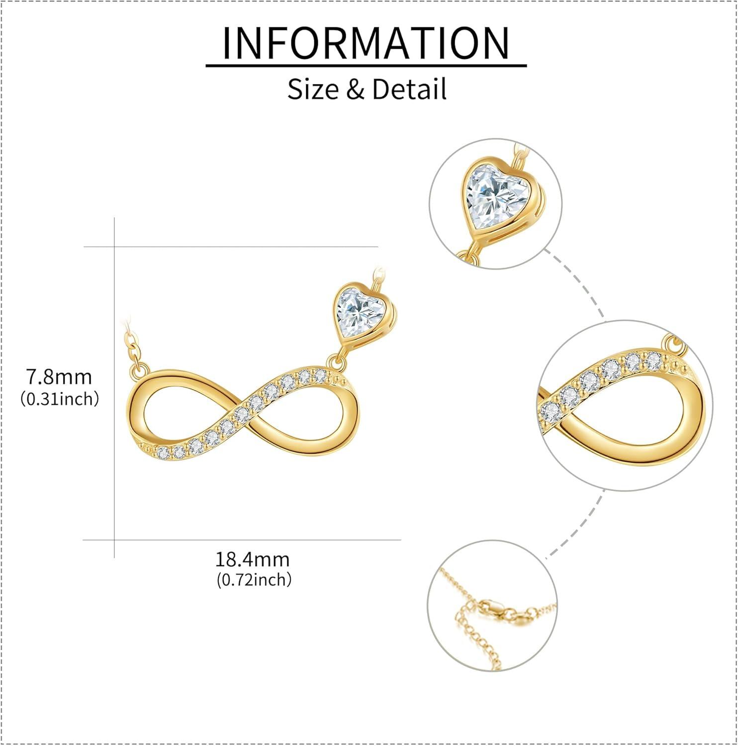 wholesale 14K Gold Infinity Heart Diamond Pendant Necklace 14K Gold Chain for Women Mother's Day-0-3