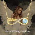 wholesale 10K Golden 10K Goldstone Heart Pendant with Angel Wing Charm Necklace for Women - Elegant-0-4