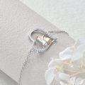wholesale 925 Sterling Silver Heart-Shaped Cat and Dog Charm Bracelet with Cubic Zirconia Stones for Women-0-5
