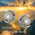 wholesale 925 Sterling Silver Moonstone Abalone Shell Sun & Moon Stud Earrings for Women-0-5