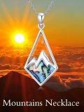 wholesale 925 Sterling Silver Abalone Shell Triangle Pendant with Orange Stone and Labradorite Inlay Christian Faith  for Women-0-2
