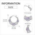 wholesale 925 Sterling Silver Purple Crystal Heart Hoop Earrings for Women-0-4