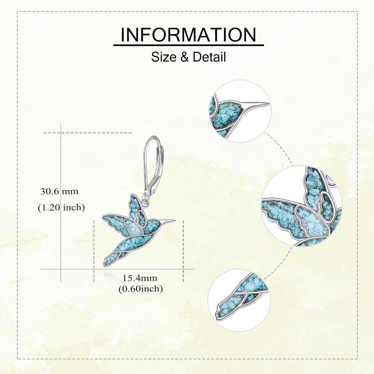 wholesale 925 Sterling Silver Turquoise Hummingbird Pendant Necklace & Earring Set-0-4