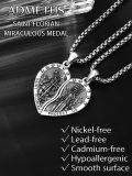 wholesale 925 Sterling Silver Heart-Shaped Saint Florian and Protect Us Couples Necklace Religious Gift Set -0-5