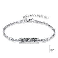 wholesale 925 Sterling Silver Heart Link Chain Bracelet With Sunflower Charm And Adjustable Chain-Sunflower Urn Bracelet