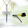 wholesale 925 Sterling Silver Blue Dragonfly Pendant Necklace with Crystals for Women and Girls-0-4
