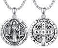 wholesale 925 Sterling Silver Saint Michael and Saint Christopher Pendant with Archangel Cross on 34+2 Extender Chain for Men Women -0-0