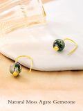 wholesale Gold 14k Green Moss Agate Leverback Drop Dangle Earrings for Women-0-4