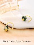 wholesale Gold 14k Green Moss Agate Leverback Drop Dangle Earrings for Women-0-4