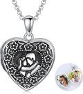 wholesale 925 Sterling Silver Photo Frame Heart Pendant with Flowers and Love Design for Women Girls -0-0