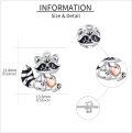 wholesale 925 Sterling Silver Raccoon Dangle Earrings with Heart Charm-0-3