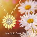 wholesale 14K Gold Daisy Flower Crystal Pendant Necklace for Women Gifts-0-5