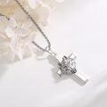 wholesale 925 Sterling Silver &  Wolf Head on Cross Pendant Necklace-0-2
