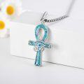 wholesale 925 Sterling Silver Turquoise Eye of Horus Ankh Cross Pendant Necklace   for Men-0-3