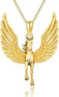 wholesale Gold 925 Sterling Silver Pegasus Winged Horse Charm Pendant Necklace 24 Chain-0-0