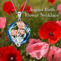 wholesale 925 Sterling Silver Blue Crystal Birth Flower Necklace for Women - 12 Month Floral Pendant Birthday Gift-0-7