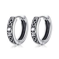 wholesale 925 Sterling Silver Skull & Celtic Knot Huggie Hoop Earrings for Men/Women-celtic skull earrings