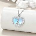 wholesale 925 Sterling Silver Heart-Shaped Leopard in Celtic Knot Design Moonstone Pendant Necklace for Women-0-2