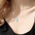 wholesale 925 Sterling Silver Teardrop Pendant Necklace with Opal Stone for Women s-0-16