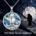 wholesale 925 Sterling Silver Round Abalone Shell Raven Pendant Necklace-0-3