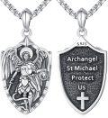 wholesale 925 Sterling Silver Archangel St. Michael Protect Us Pendant Shield Necklace-0-0