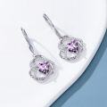 wholesale TOUPOP Heart Birthstone Earrings 925 Sterling Silver Double Heart Leverback Earrings Love You For Always And Forever Jewelry Anniversary Birthday Christmas Gifts For Women Wife Her -0-3