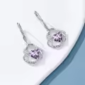 TOUPOP Sterling Silver Birthstone Double Heart Leverback Earrings-0-3