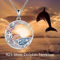 wholesale 925 Sterling Silver Ocean Life Pendant Necklace with Dolphins and Starfishes for Women's Gifts-0-4