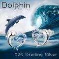wholesale 925 Sterling Silver Blue Crystal Dolphin Wave Stud Earrings for Women-0-5