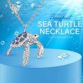wholesale 925 Sterling Silver Opal Sea Turtle Pendant Necklace with CZ Accents and 18+2 Chain-0-5