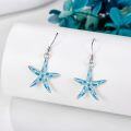 wholesale 925 Sterling Silver Starfish Drop Dangle Hook Earrings with Blue Enamel and Crystal Accents  for Women Girls Mother's Day Birthday Anniversary Christmas Present Idea 4cm Long (Blue)-0-3