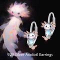 wholesale 925 Sterling Silver Metal Cute Axolotl Moonstone Dangle Earring Gift for Women Girls-0-5