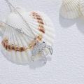 wholesale 925 Sterling Silver CZ Embellished Sea Turtle Charm Necklace with Extender Chain (14+3)-0-3