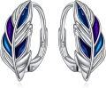 wholesale 925 Sterling Silver Gold/Rose/White Gold Plated Feather Earrings 16mm Bohemian Gift for Women Men-0-0