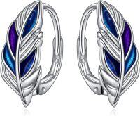 wholesale 925 Sterling Silver Gold/Rose/White Gold Plated Feather Earrings 16mm Bohemian Gift for Women Men-feather