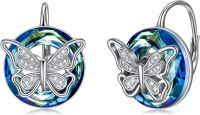 wholesale 925 Sterling Silver Butterfly Blue Crystal Stud Earrings for Women-4-Butterfly