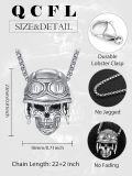 wholesale 925 Sterling Silver Aviator Skull Pendant Necklace for Men - Gothic-0-1