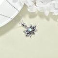 wholesale 925 Sterling Silver Lotus Flower Moonstone Pentagram Pendant Necklace Wiccan Jewelry-0-4