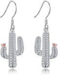 wholesale 925 Sterling Silver Cactus Dangle Drop Earrings Nature Jewelry for Women Mom Grandma-0-0