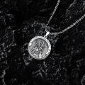 wholesale 925 Sterling Silver Saint Christopher Protect Us Pendant with Jesus and Child Design on Round Medallion & 3mm Cable Chain for Men Women Boys Girls (Oval)-0-1