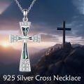 wholesale 925 Sterling Silver Abalone Shell Inlay Cubic Zirconia Cross Pendant Necklace for Women and Men-0-1