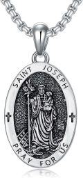 wholesale 925 Sterling Silver Saint Joseph Pendant Necklace  - Catholic Christian Faith s for Men/Women/Boys/Girls/Kids-0-0