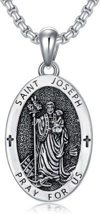wholesale 925 Sterling Silver Saint Joseph Pendant Necklace  - Catholic Christian Faith s for Men/Women/Boys/Girls/Kids-2-St. Joseph